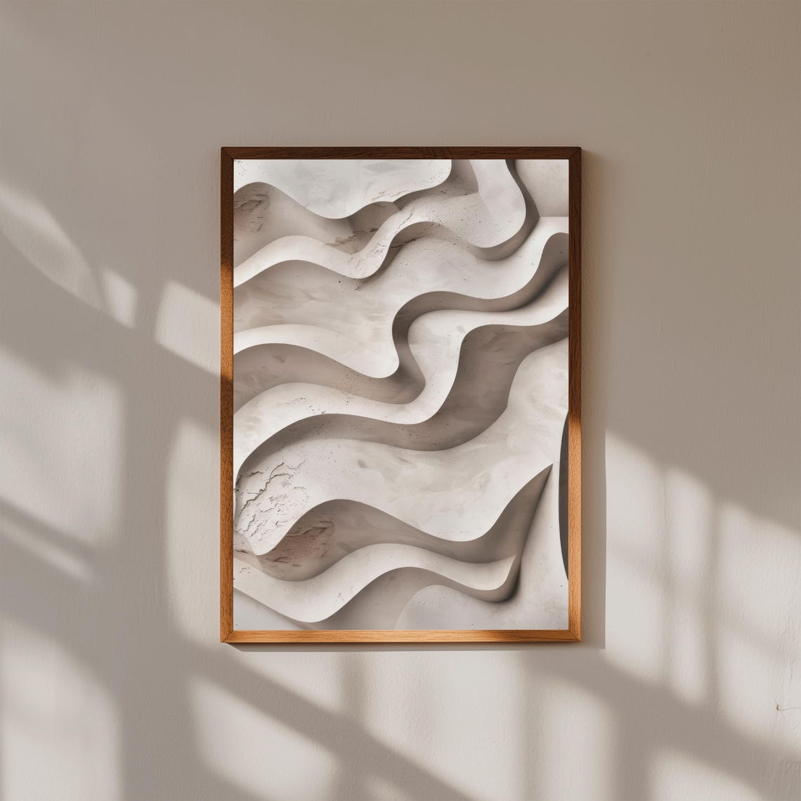 White Wavy Layers Abstract 3D Organic Minimalist Modern Wall Art