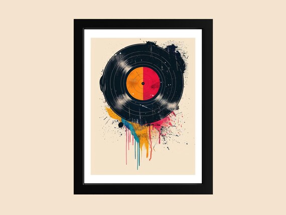 Retro Vinyl Record Canvas Wall Art Bold Pop Music Print Colorful Decor Vintage Room Audiophile Gift