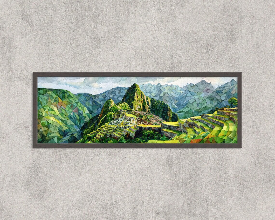 Machu Picchu Geometric Andes Landscape Travel Poster