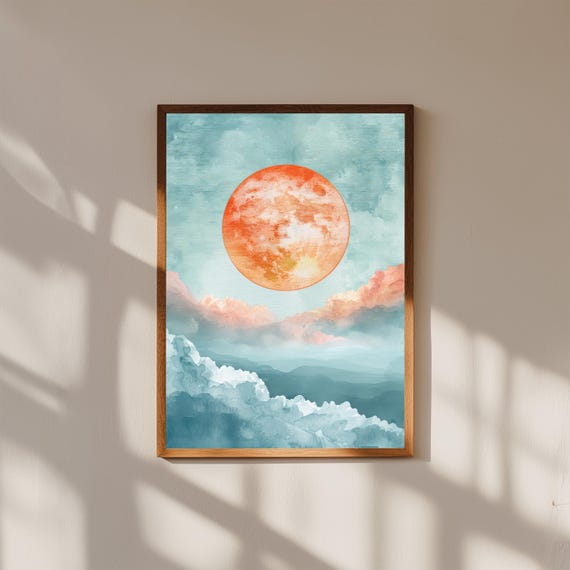 Blue Sky Nursery Print Whimsical Clouds Wall Art