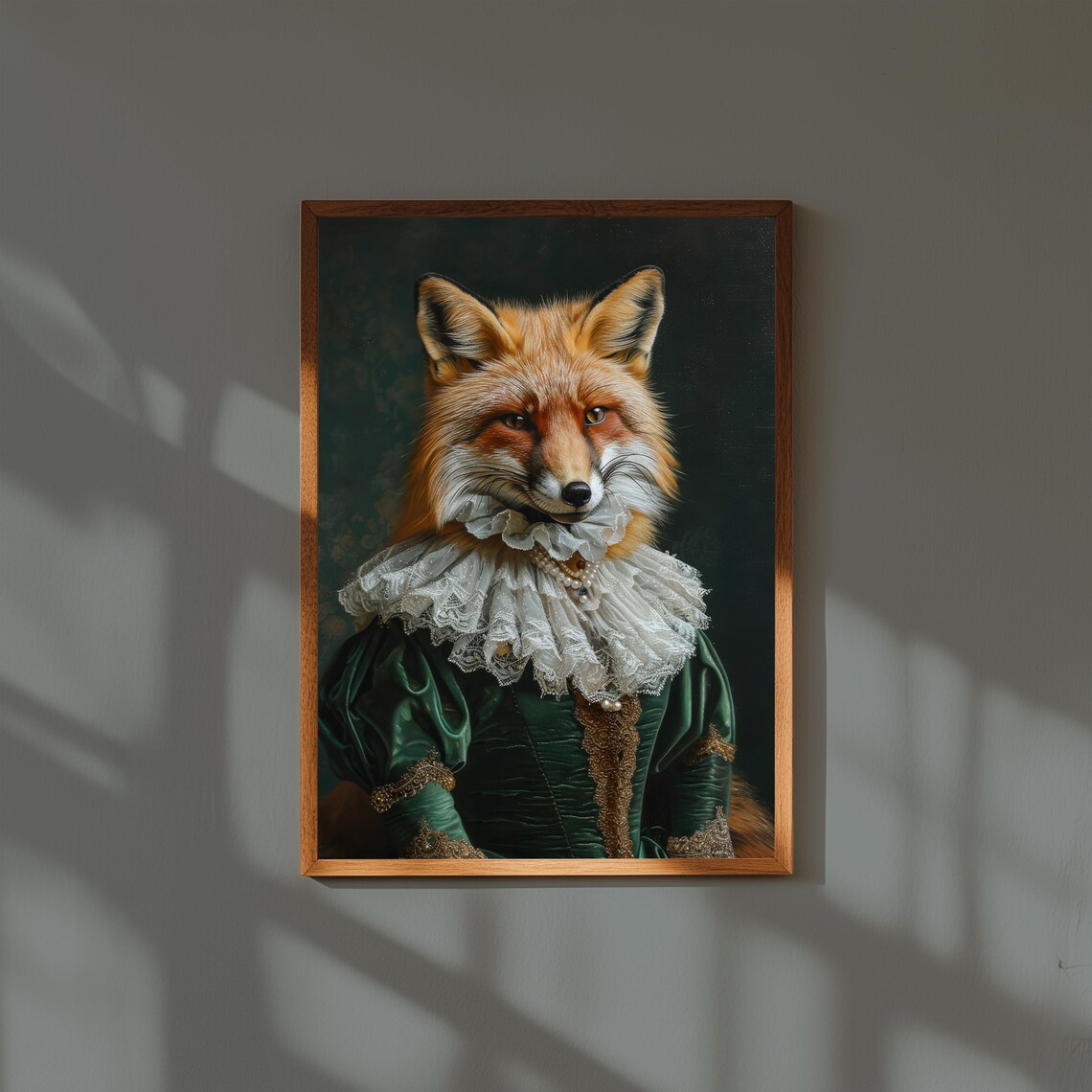Fox In Suit Art Print Vintage Animal Portrait Wall