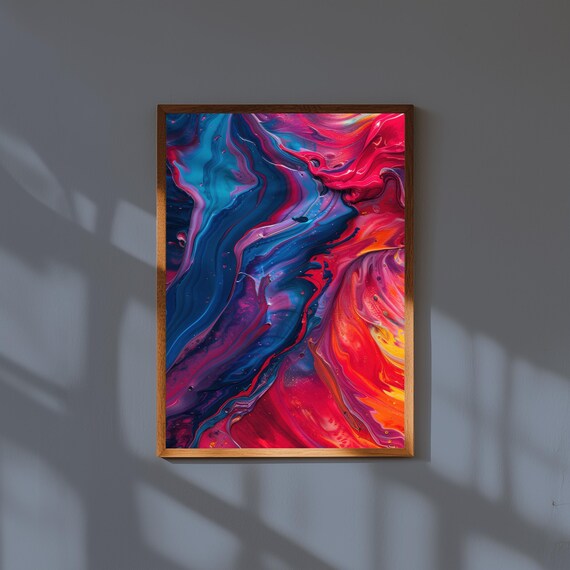 Fluid Abstract Art Print Modern Brushstroke Home Decor