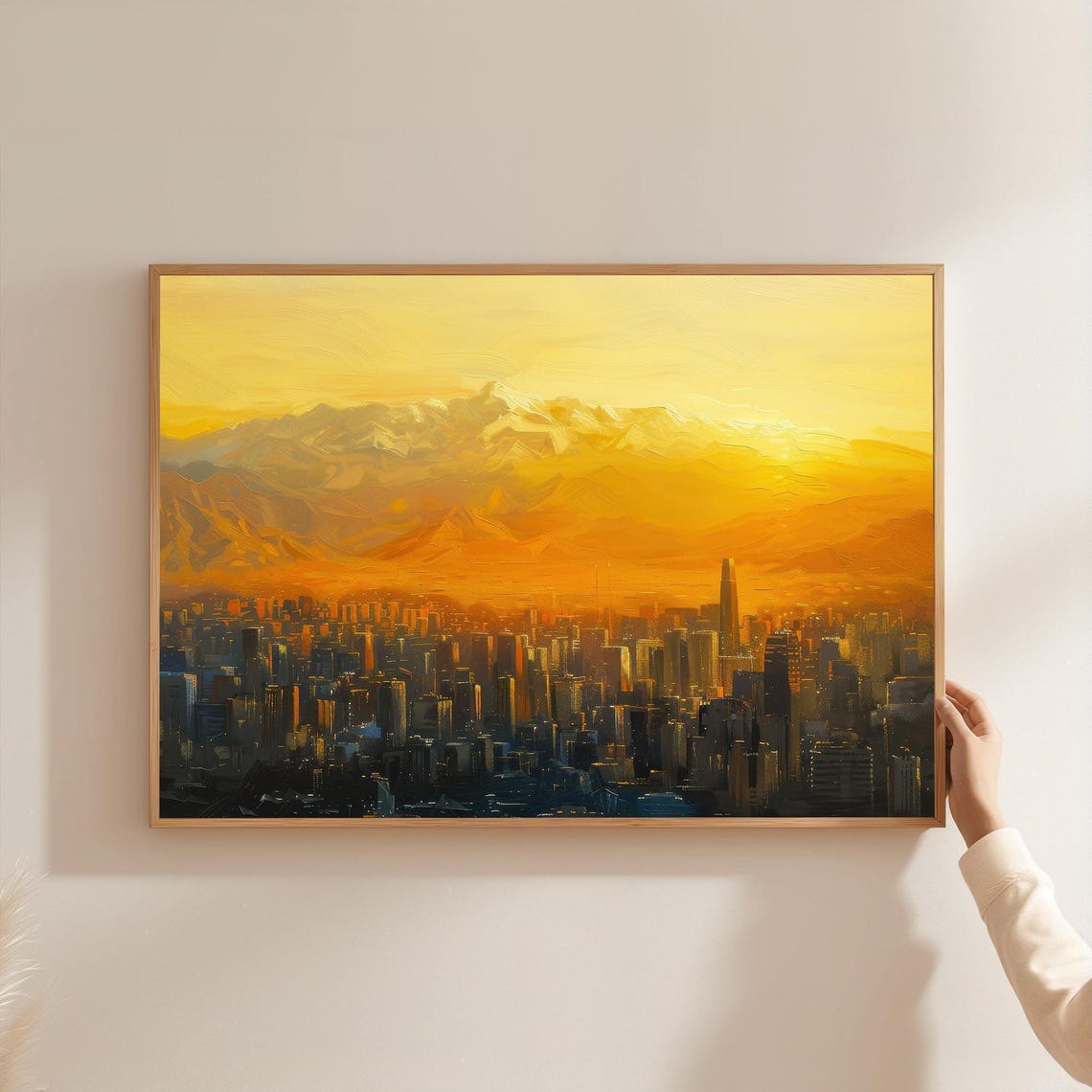 Santiago Chile Skyline Art Print Andes Mountains Sunrise