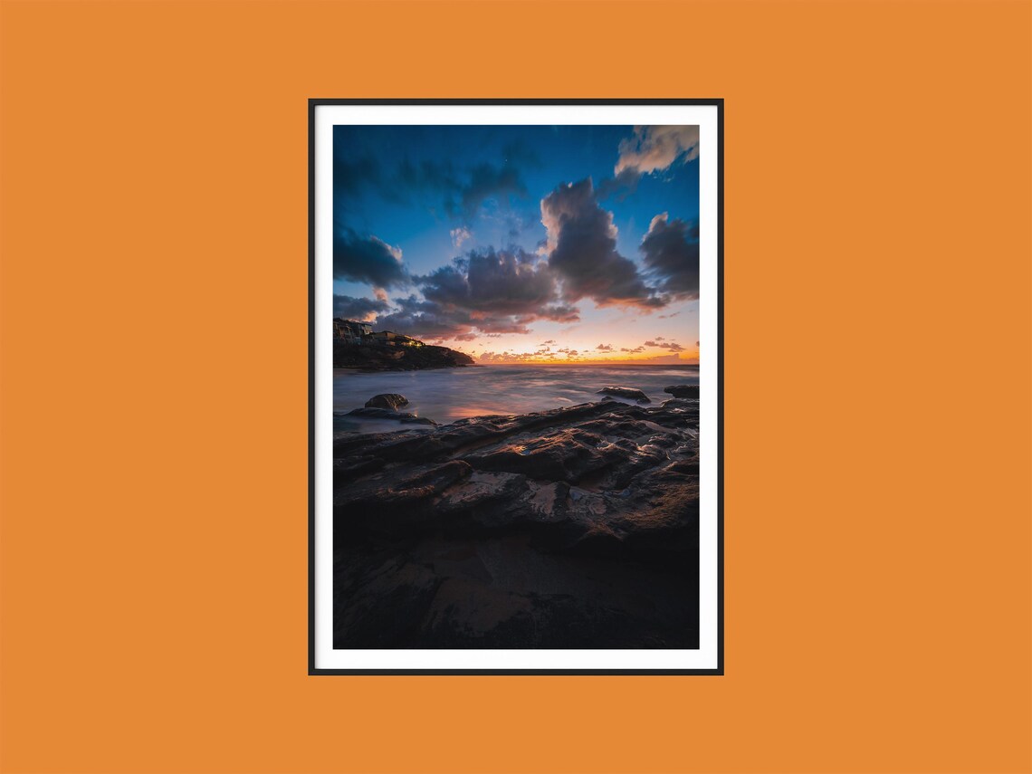 Tamarama Beach Sunrise Rocky Shoreline Sydney Coastal Travel Poster