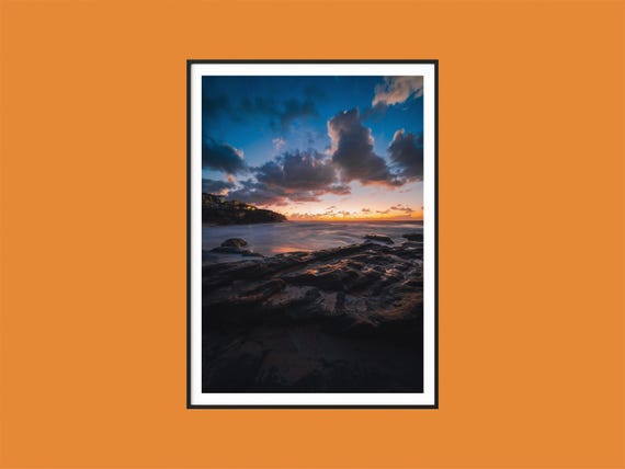 Tamarama Beach Sunrise Photography Print Coastal Wall Art Dramatic Ocean Landscape Sydney Australia Travel Decor