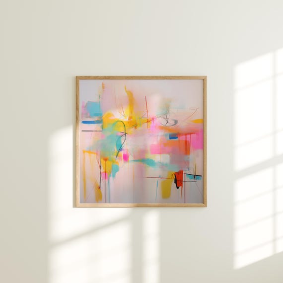Art Large Modern Abstract Wall Art Bold And Colorful Prints For Living Room And Home Staging Decor Pink Yellow 031