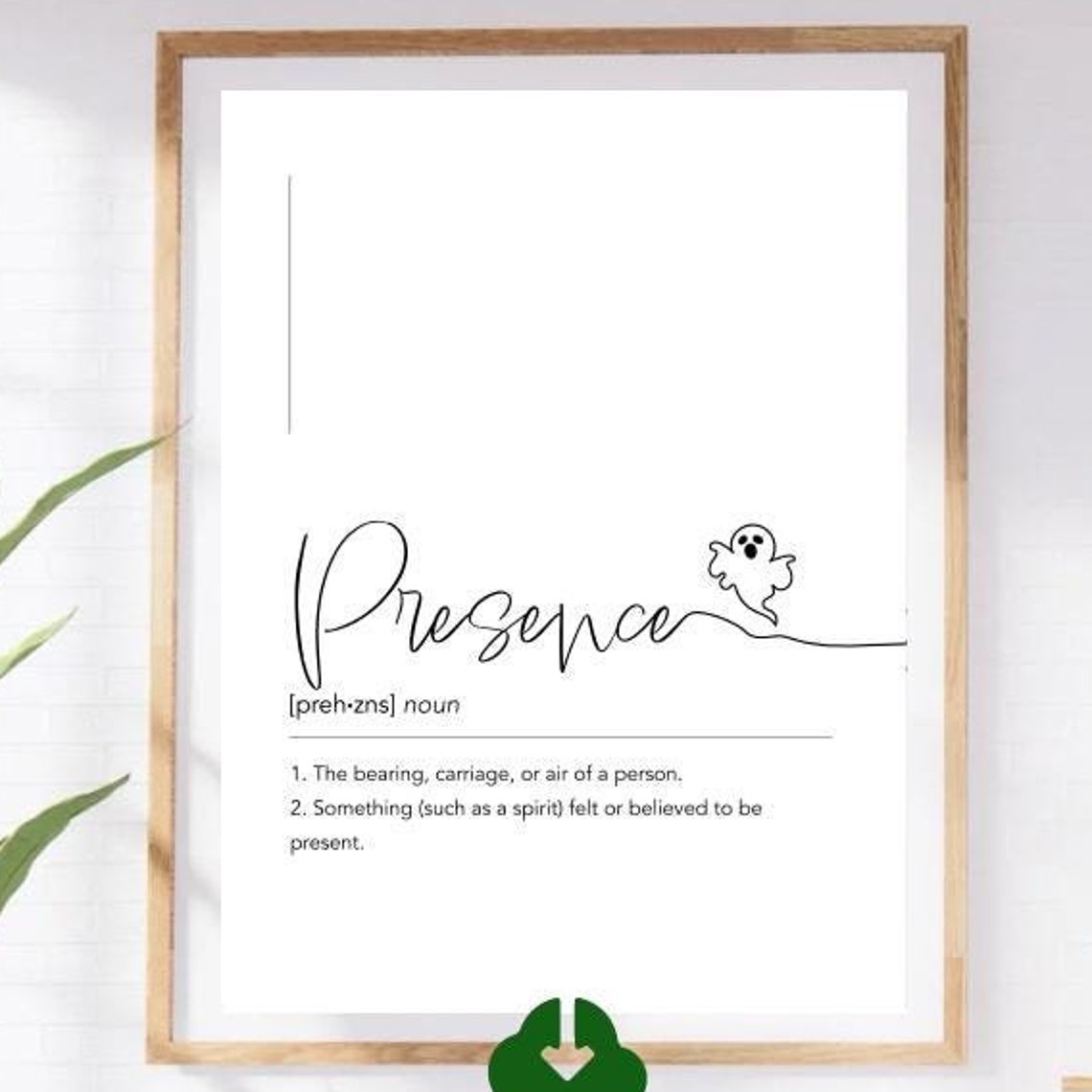 Presence Script Definition Black Background Ghost Doodle Art Poster - Image 4
