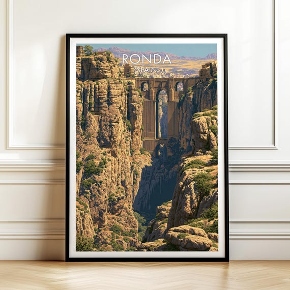 Ronda Spain Travel Poster Vintage Europe Cityscape Wall Art Print For Home Decor
