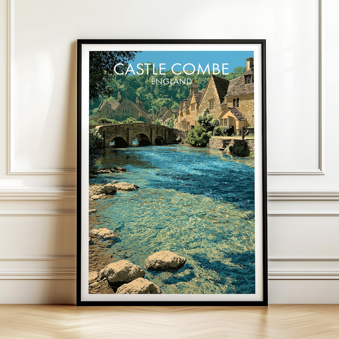 Castle Combe England Cotswolds Stone Bridge Village Vintage Travel Poster