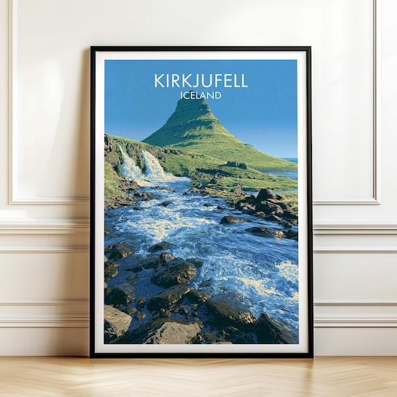 Kirkjufell Iceland Vintage Travel Poster