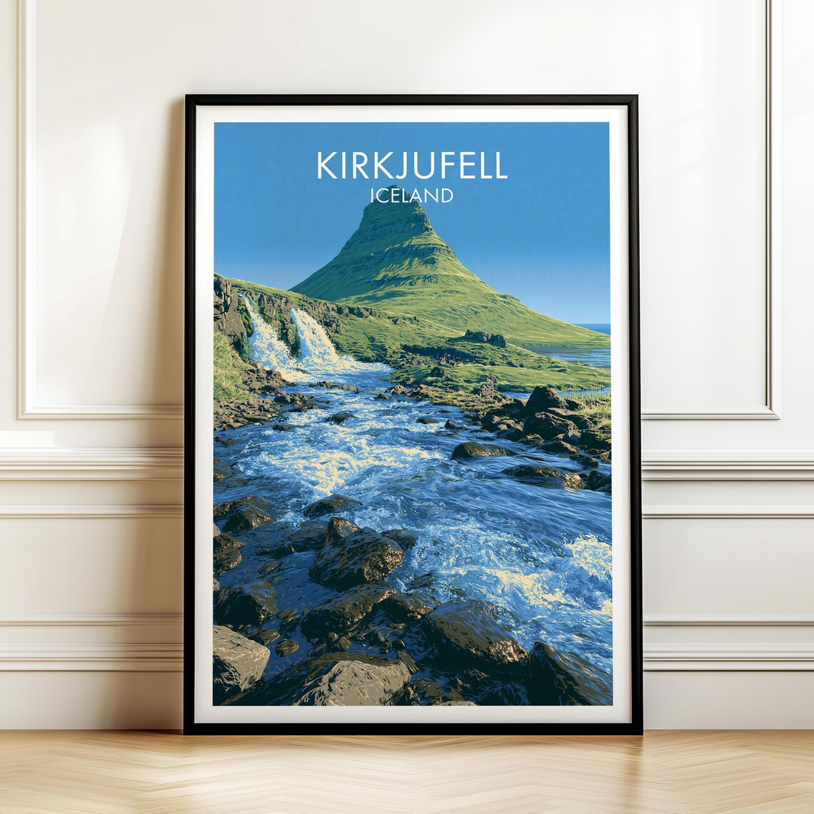 Kirkjufell Iceland Vintage Travel Poster