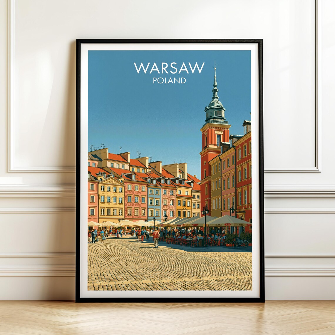 Warsaw Poland Old Town Castle Square Vintage Travel Cityscape Poster