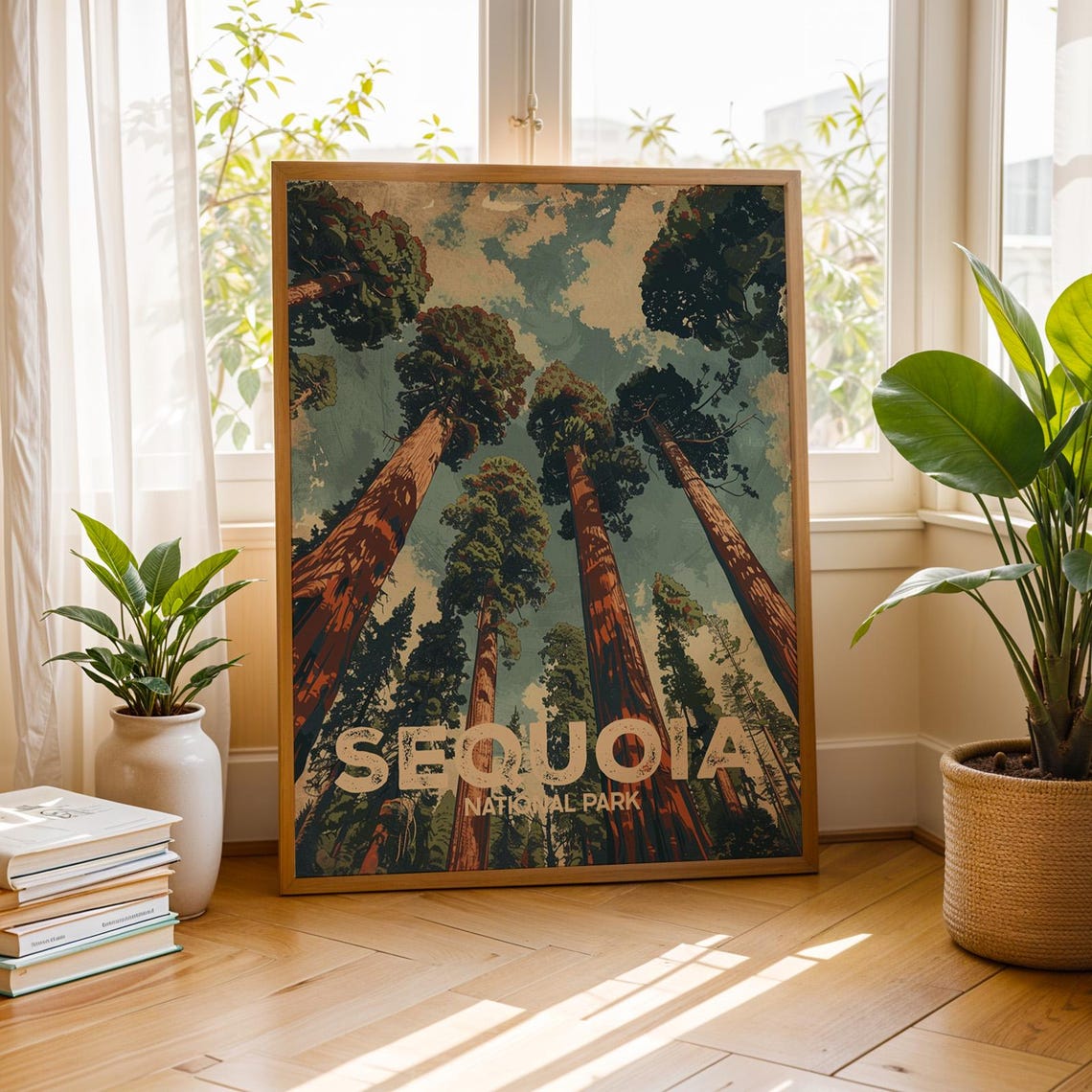 Sequoia National Park Towering Redwoods Vintage Travel Poster
