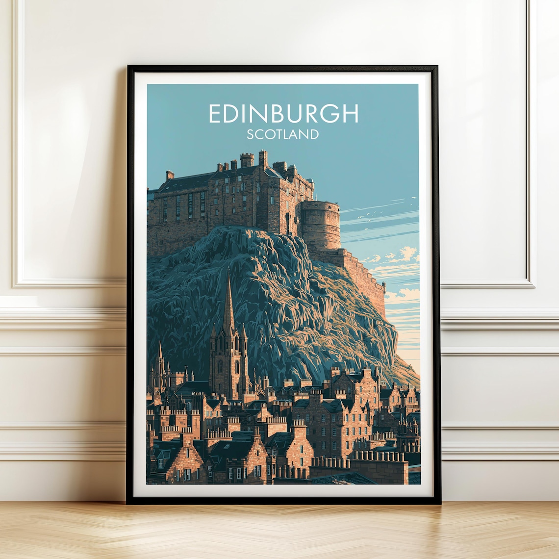Edinburgh Scotland Vintage Travel Poster, Cityscape