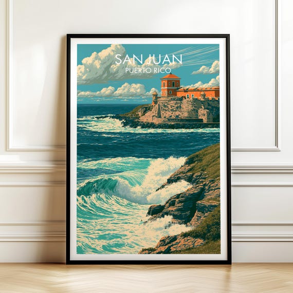 San Juan Puerto Rico Poster Vintage Travel Wall Art Decor Usa Cityscape Print