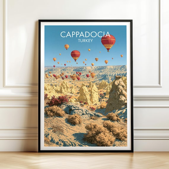 Cappadocia Turkey Hot Air Balloons Fairy Chimneys Sunrise Poster