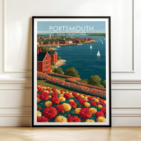 Portsmouth New Hampshire Poster Usa Travel Cityscape Wall Art Print