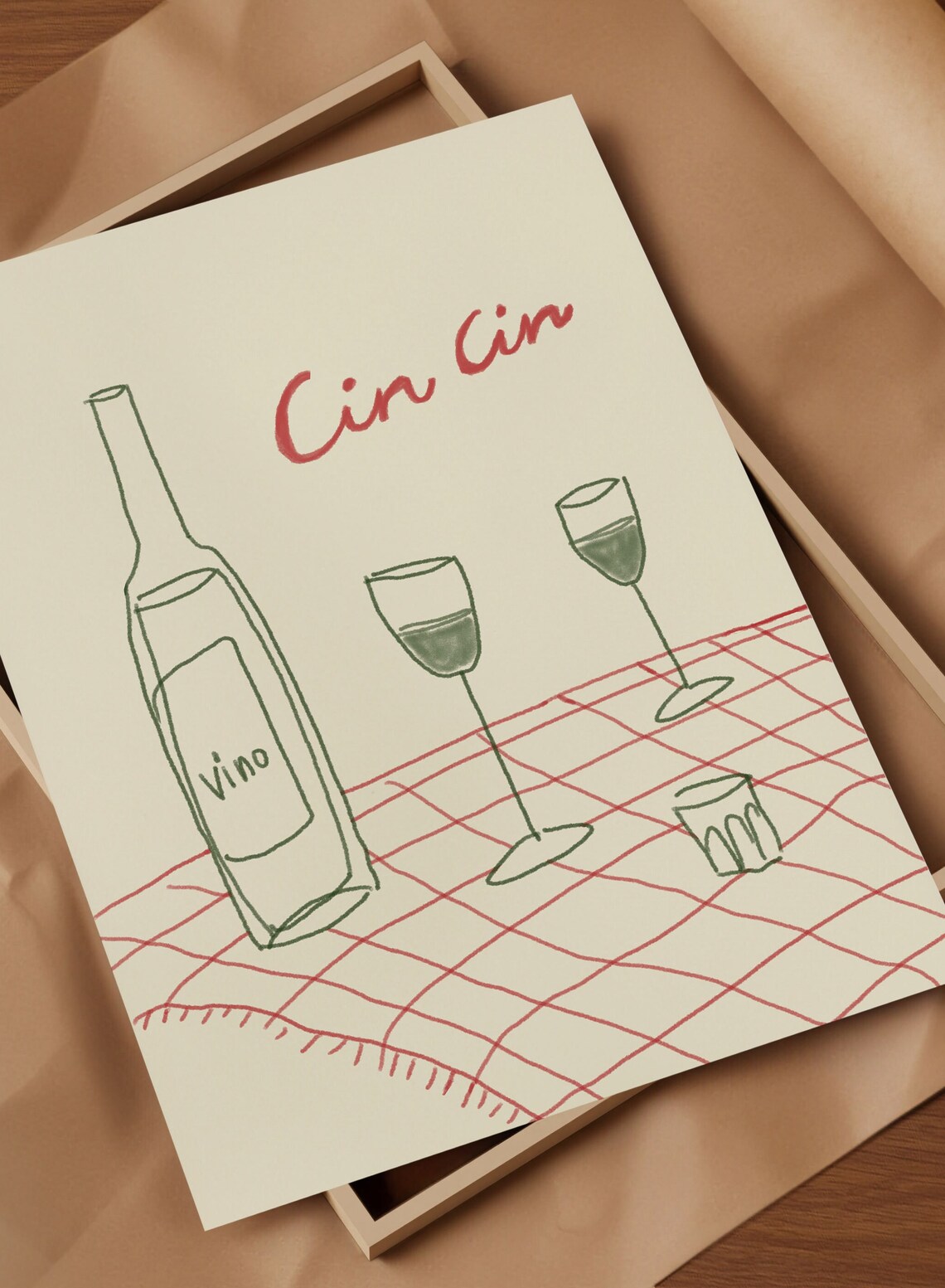 Wine Print Kitchen Poster, Cin Cin Kitchen Decor - Image 2