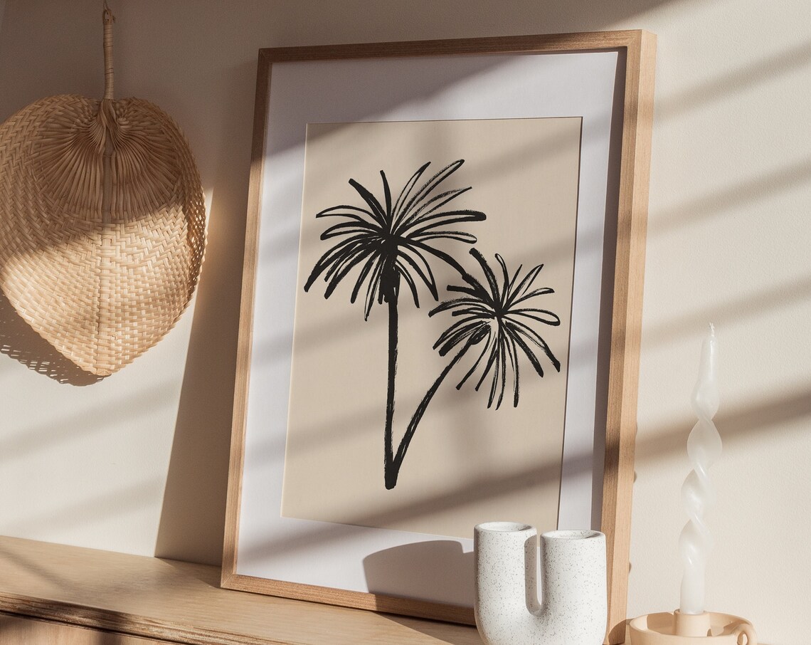 Palm Tree Botanical Ink Drawing, Minimalist Art Print - Image 2