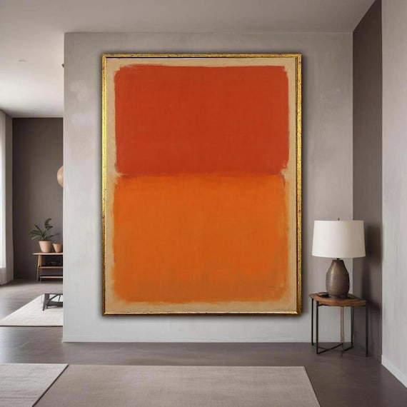 Abstract Mark Rothko Canvas Art Bold Red And Orange Color Blocks Modern Minimalist Wall Decor Contemporary Gift Home