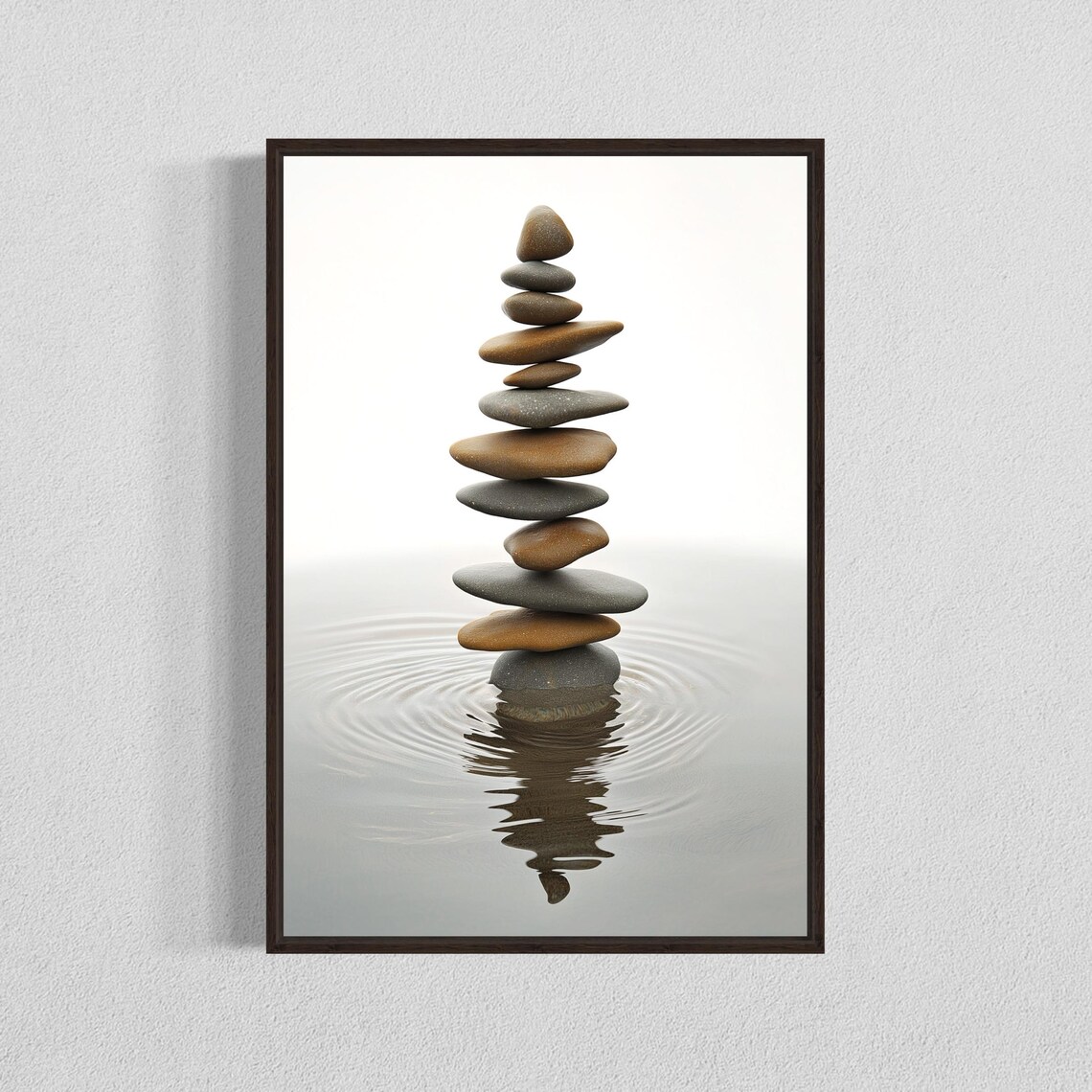 Balancing Rocks Zen Coastal Beach Scene Art Print