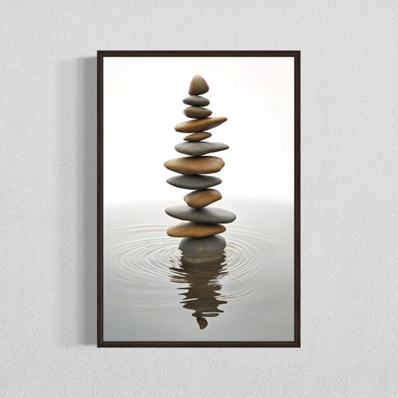 Zen Rocks Wall Art Tranquil Stone Print