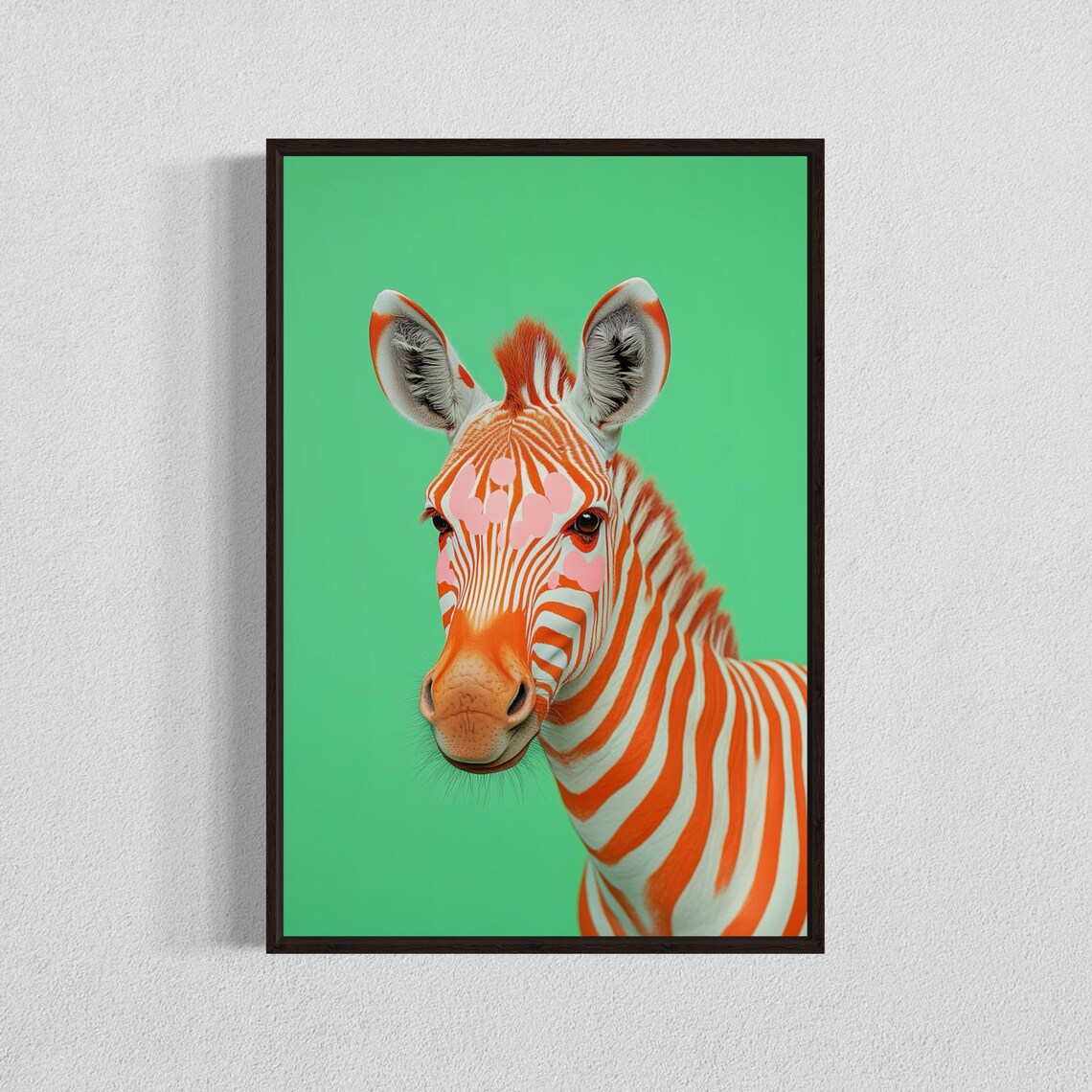 Zebra With Red Stripes Abstract Wildlife Wall Art Vibrant Decor