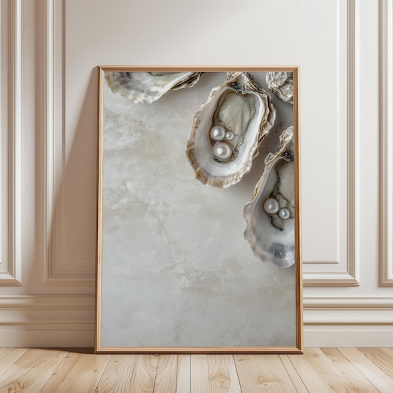 Oyster Shells With Pearls Elegant Coastal Luxury Photo Poster