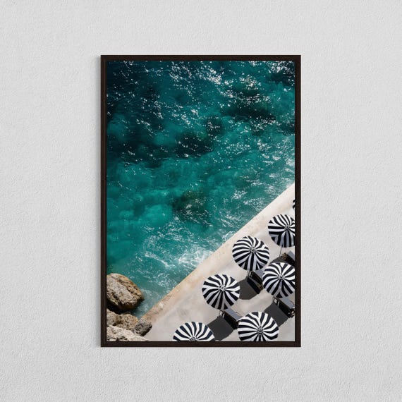 Coastal Umbrella View Ocean Photography Art Print