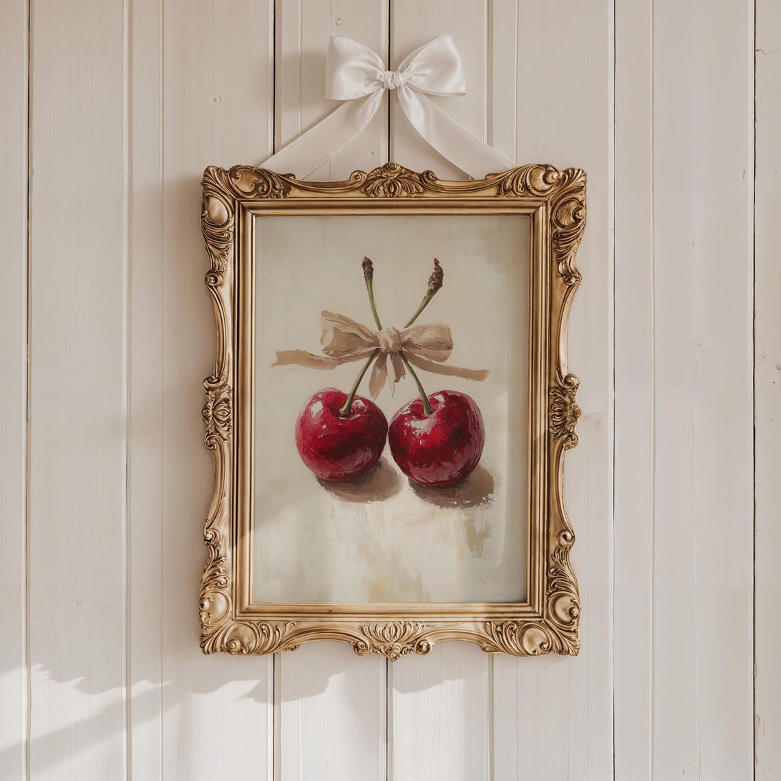 Red Cherries Tied With Bow Coquette Fruit Oil Painting Poster - Image 6
