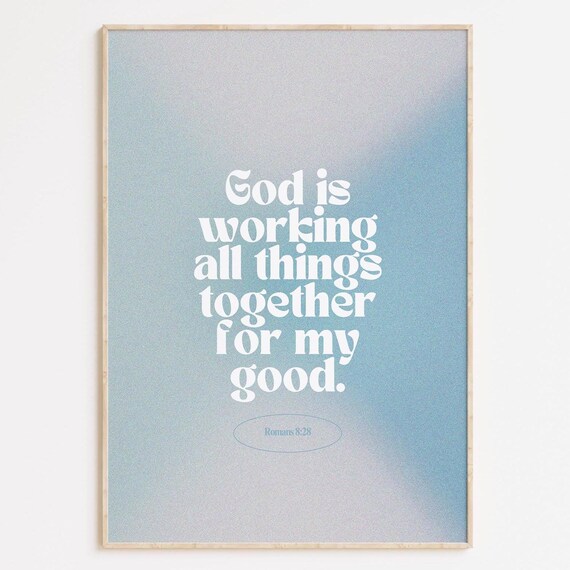 God Is Working All Things Romans 8:28 Retro Scripture Poster