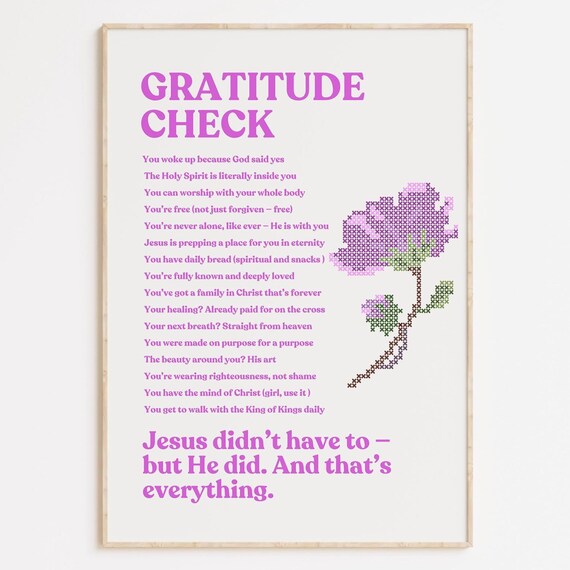Gratitude Check Christian Wall Art Scripture Affirmations