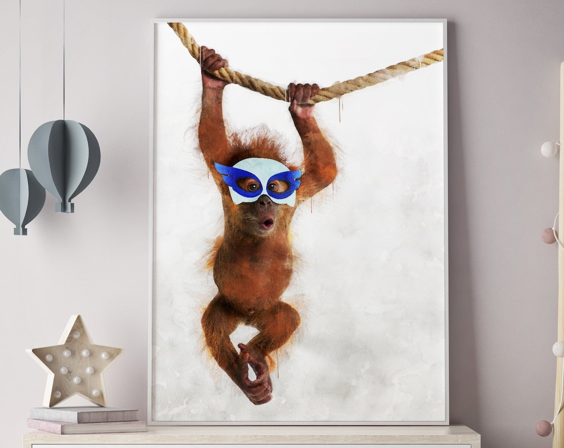 Orangutan Watercolour Art Print, Nursery Decor