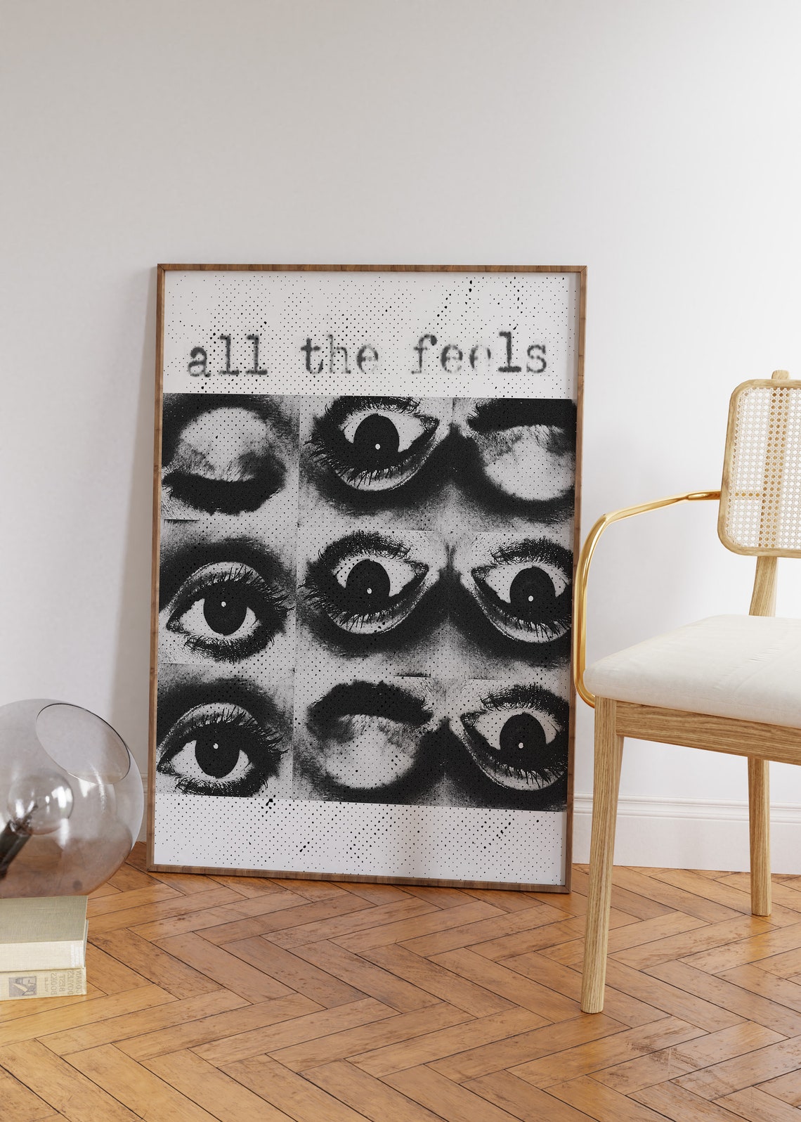 All the Feels Eyes Grid Black White Pop Art Typography Poster