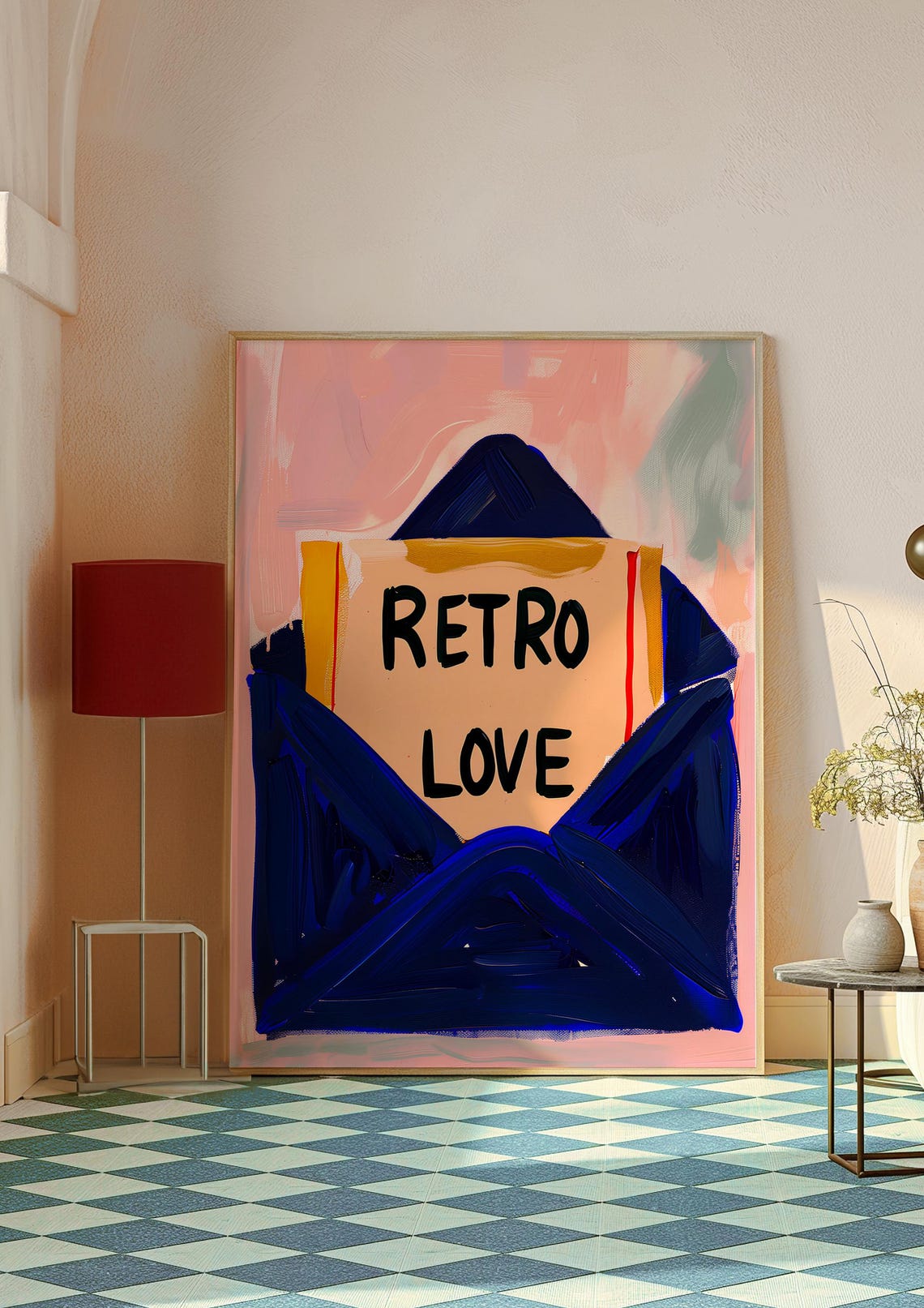Retro Love Envelope Letter Vintage Romance Typography Poster - Image 2