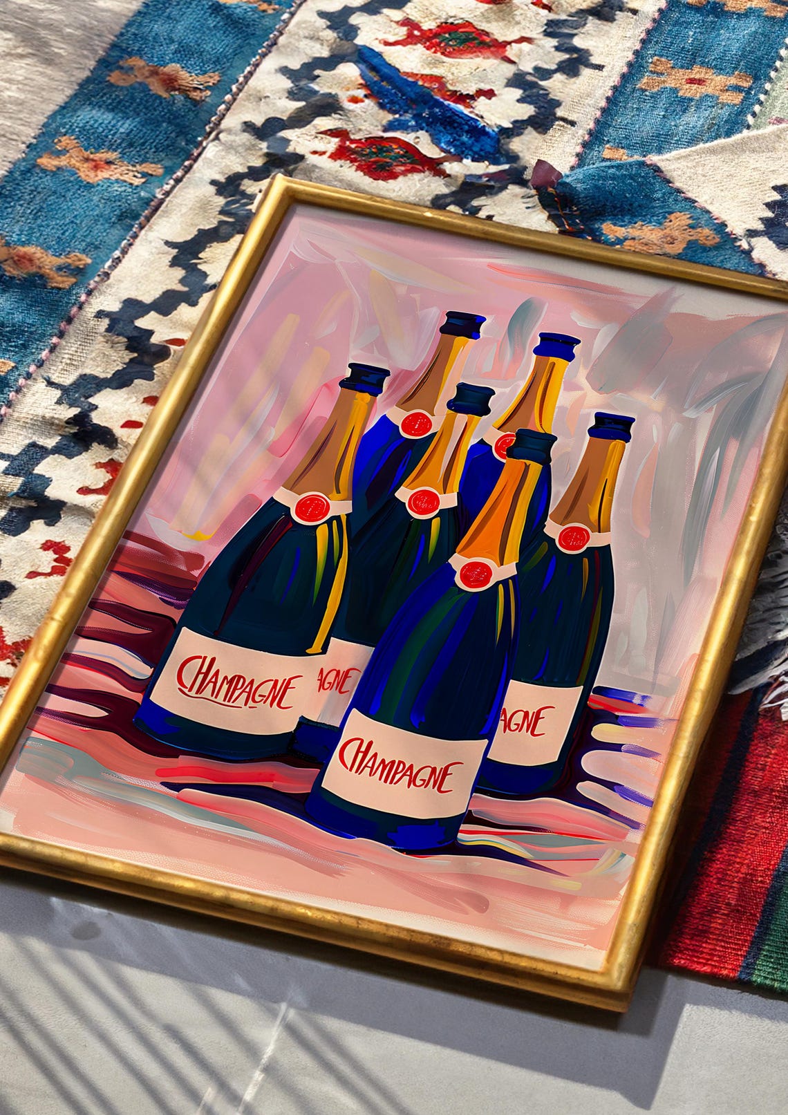 Seven Champagne Bottles Festive Celebration Still Life Art Poster - Image 3
