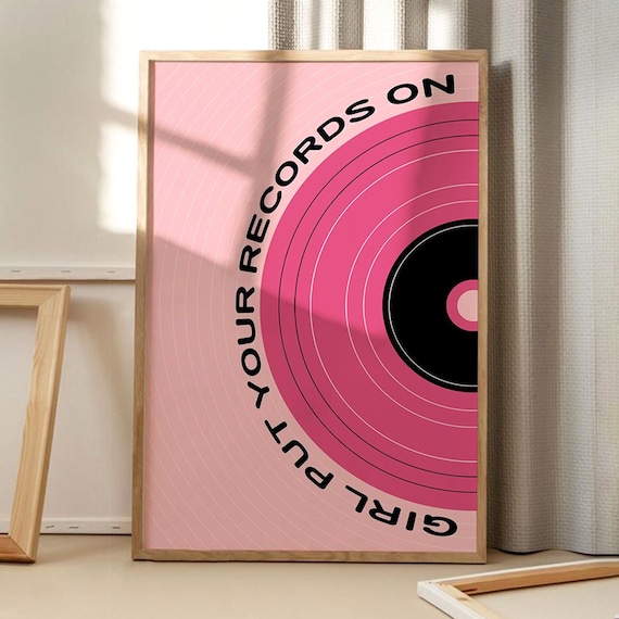Girl Put Your Records On Art Poster Trendy Wall Typography Decor Retro Home Print Printed Gift