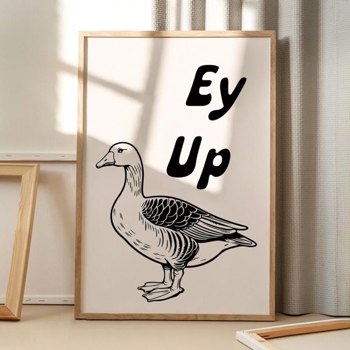 Ey Up Duck Quote Art Print, Retro Home Decor