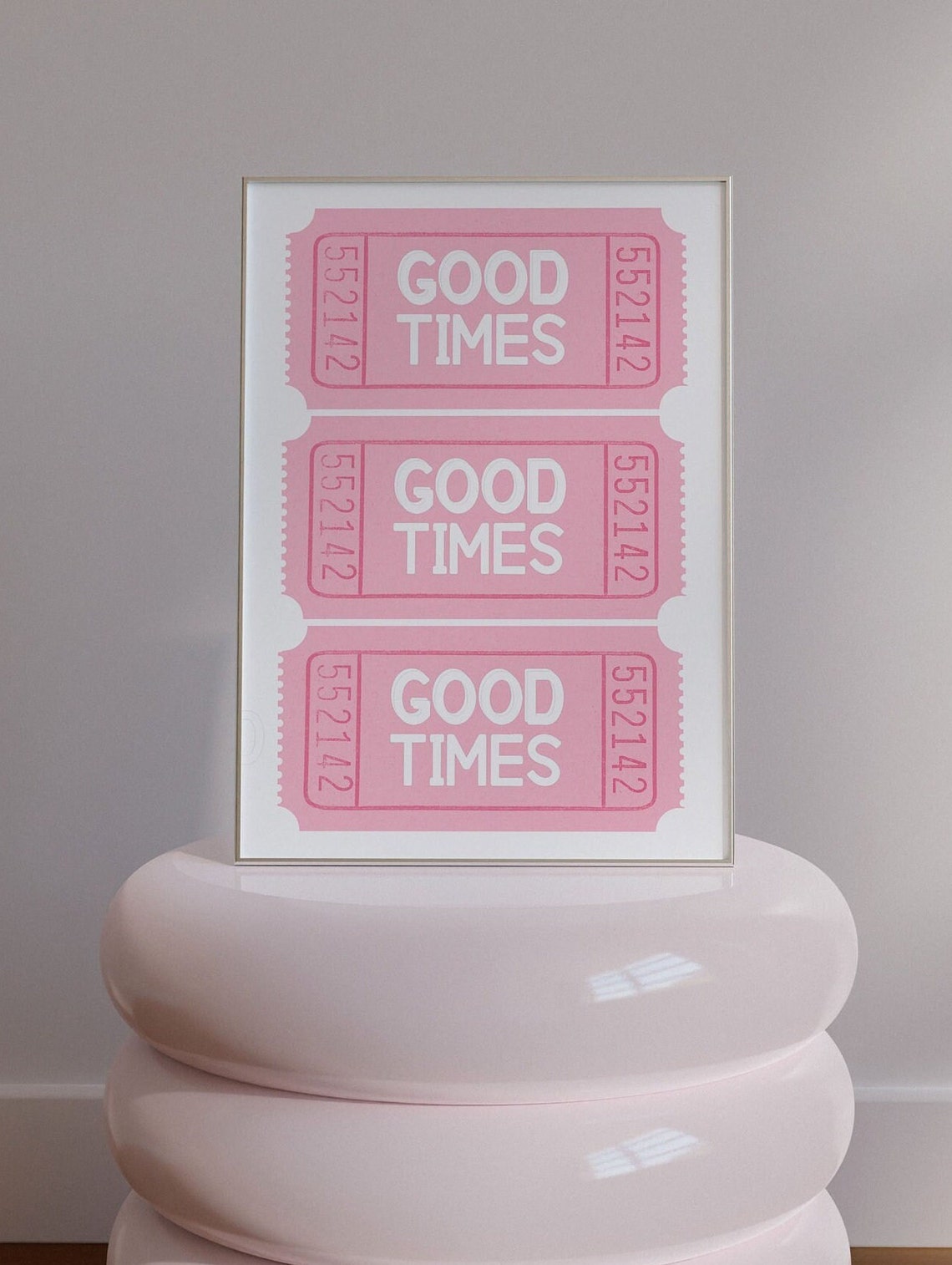Pink Good Times Retro Cinema Ticket Stub Trio Vintage Style Poster - Image 3