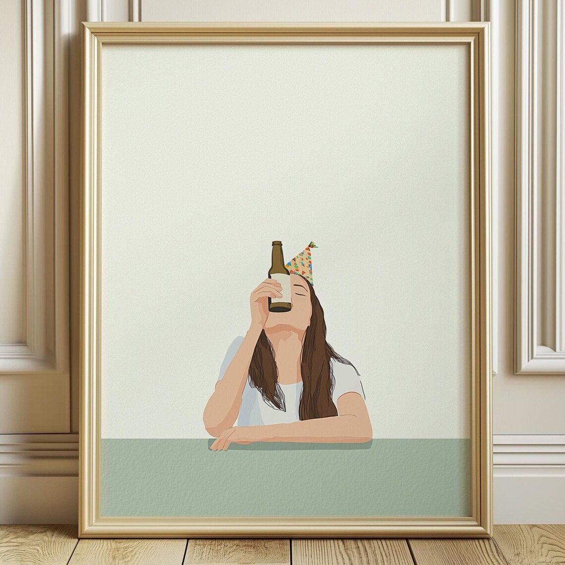 Beer For Mom Funny Watercolor Motherhood Kitchen Bar Wall Art
