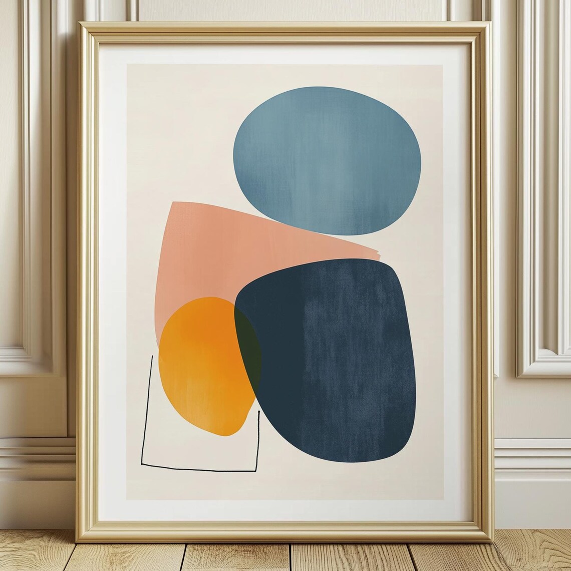 Colorful Pastel Abstract Geometric Shapes Minimalist Wall Art