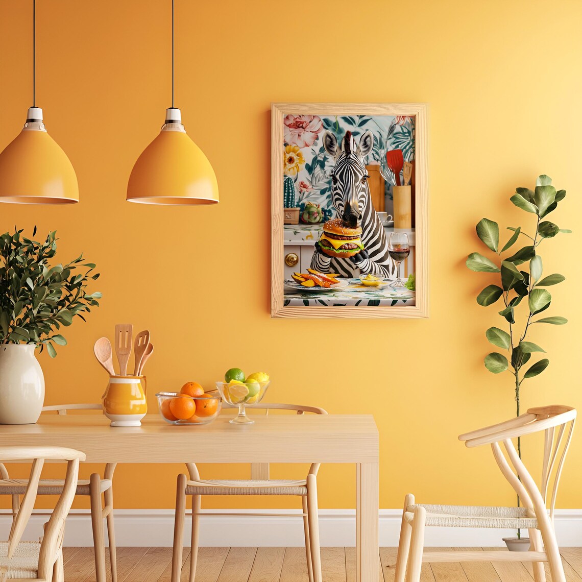 Zebra Eating A Burger, Humorous Kitchen Decor - Image 3