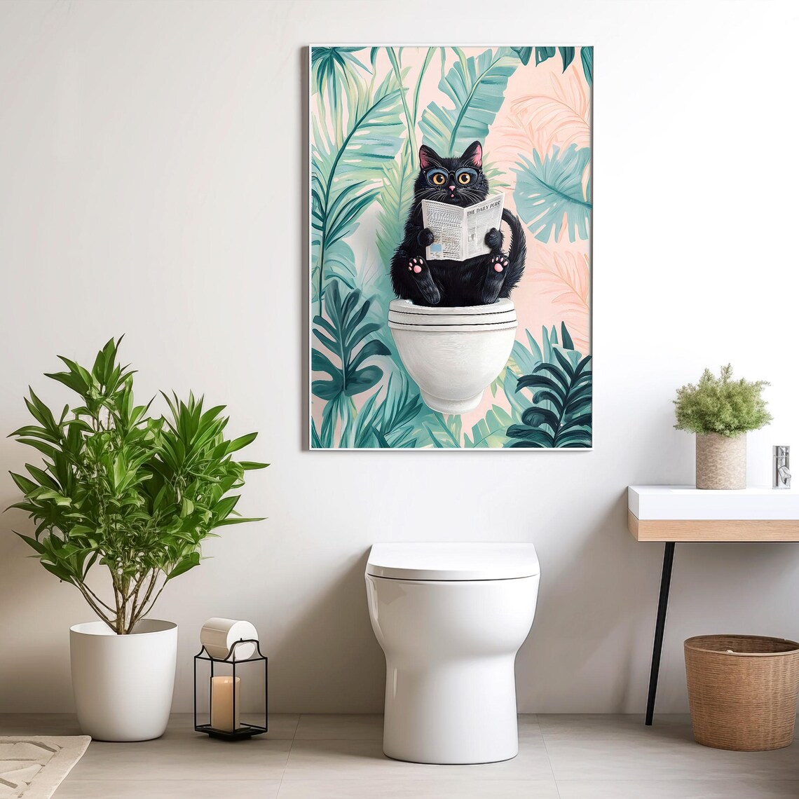 Black Cat on Toilet, Funny Bathroom Wall Poster - Image 5