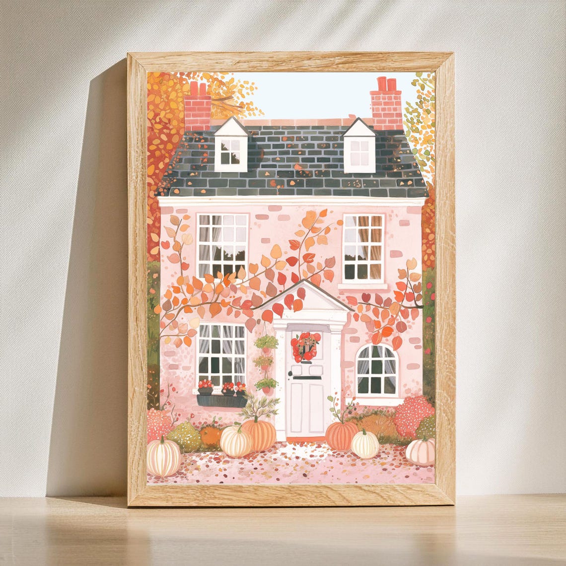 Preppy Autumn Halloween Pink Art Print