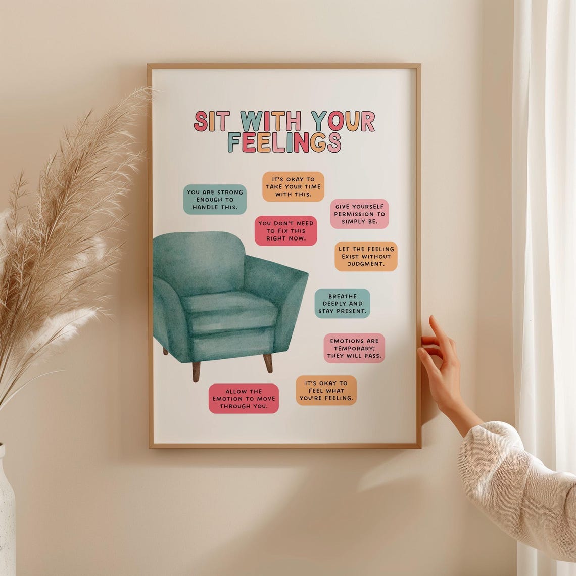 Sit With Your Feelings Mental Health Therapy Office Quote Poster