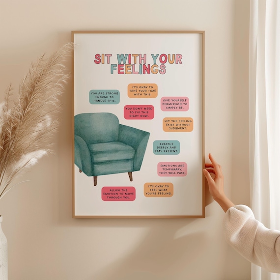 Sit With Your Feelings Mental Health Therapy Office Quote Poster