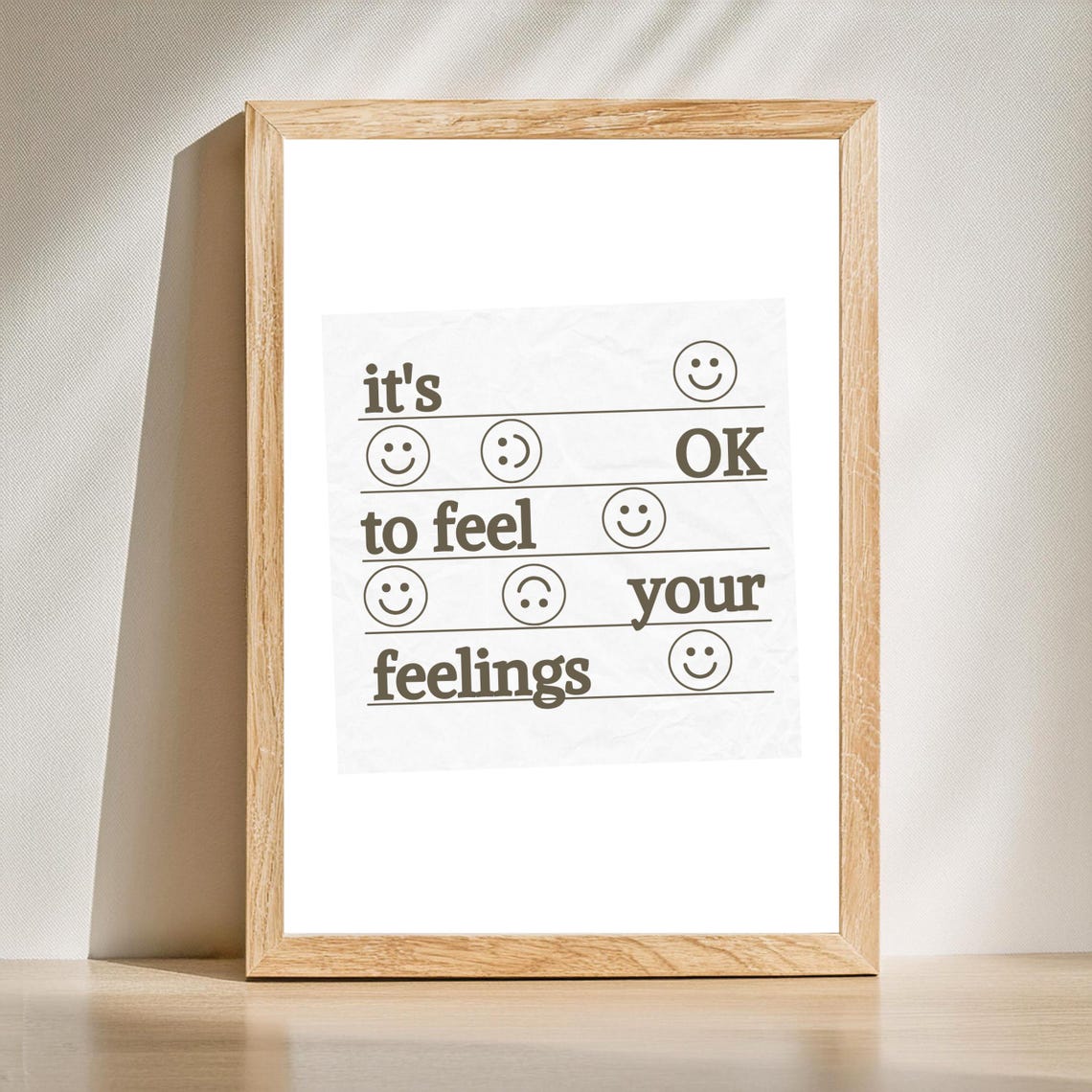 It Is Okay to Feel Your Feelings Smiley Face Therapy Quote Poster