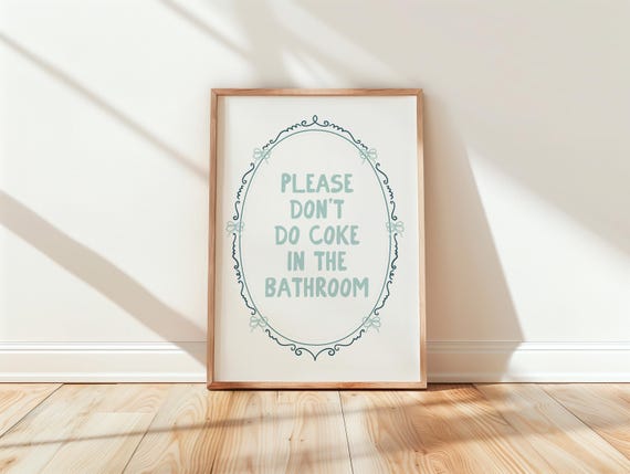 Preppy Bathroom Wall Print Art Pink Decor Dorm Girly Funny