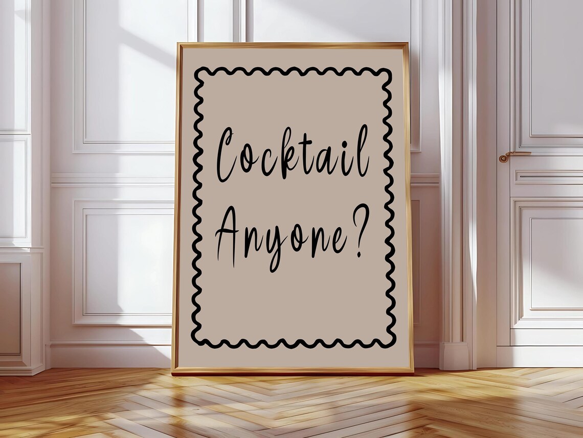 Cocktail Poster, Retro Vintage 70s Bar Cart Art