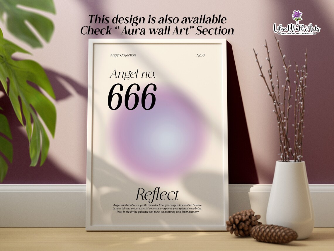 Angel Number 666 Reflect Pink Aura Spiritual Harmony Quote Poster - Image 4